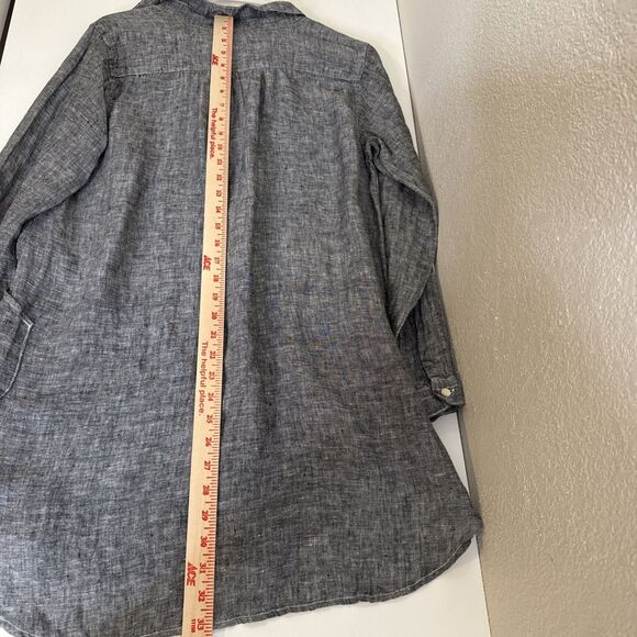 CP Shades 100% Linen Chambray Teton Tunic Blouse Dress Size XS Black Gray Top - Picture 7 of 13